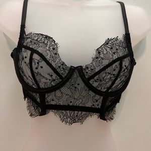 Agent Provocateur Adara Leather, Lace, Swarovski crystal Bra 34C